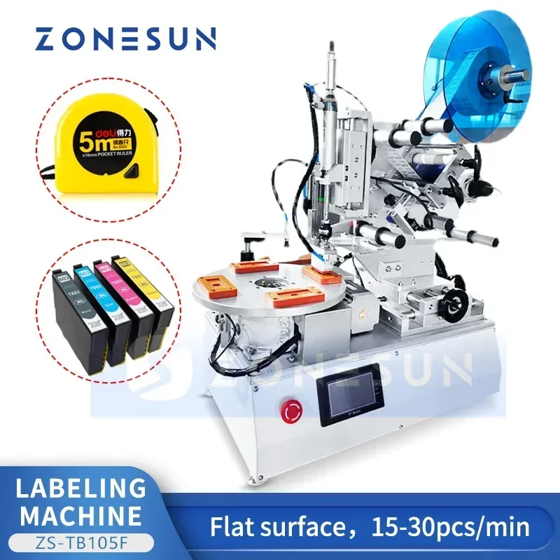 ZONESUN Semi Automatic Flat Surfaces Labeling Machine Sticker Label Applicator Labeler Custom Design Stickering ZS-TB105F