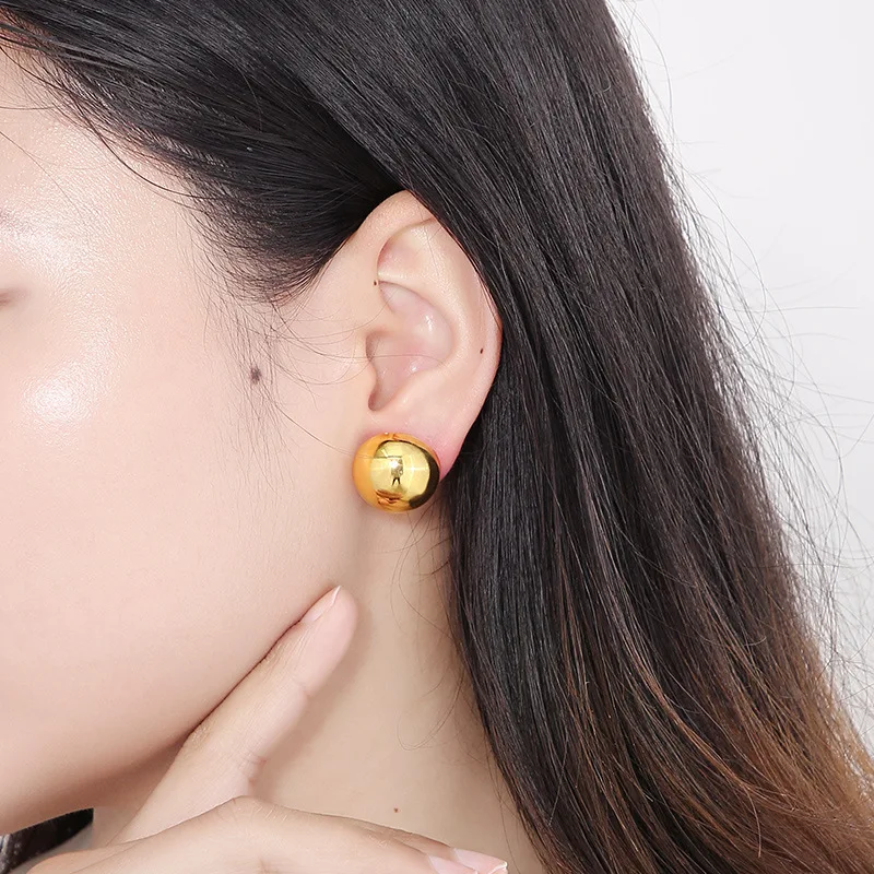 Half Ball Dome Stud Earrings for Women Gold Hypoallergenic Nickel Free Round Post Pin Studs Minimalist Simple Mother's Day Gift
