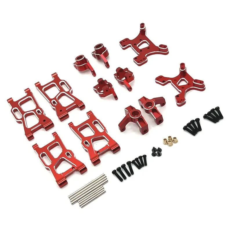 

Wltoys 124008 124016-17-18-19 144001-02-10 Metal Suspension Arms Steering Cup Hub Carriers Shock Tower Set Upgrade Parts