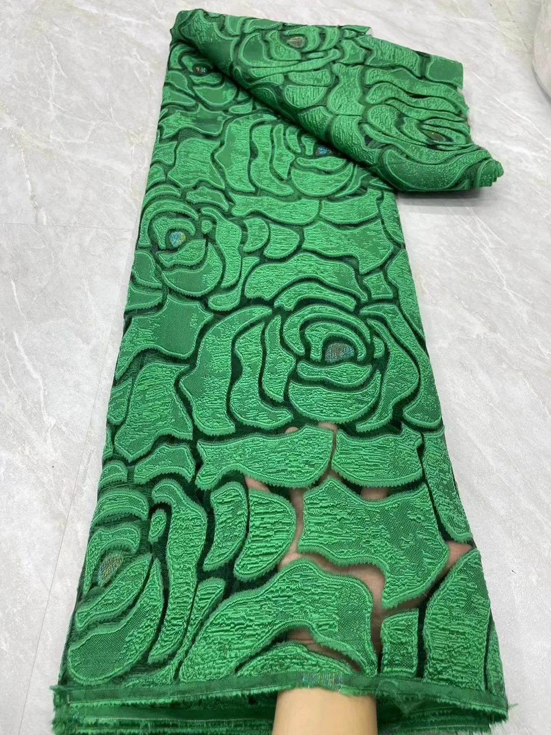

Green Latest Design Brocade Jacquard Lace Fabric French Lace Fabric 2023 High Quality African Nigerian Lace Fabric For Party