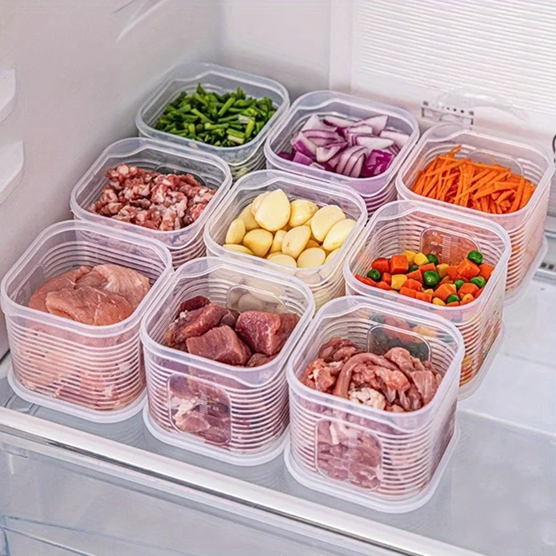 Stackable Food Storage Containers 10pcs-5Lids +5Containers,Airtight with Lids,Space-Saving for Fridge,Meat Veggies Fruit,Kitchen