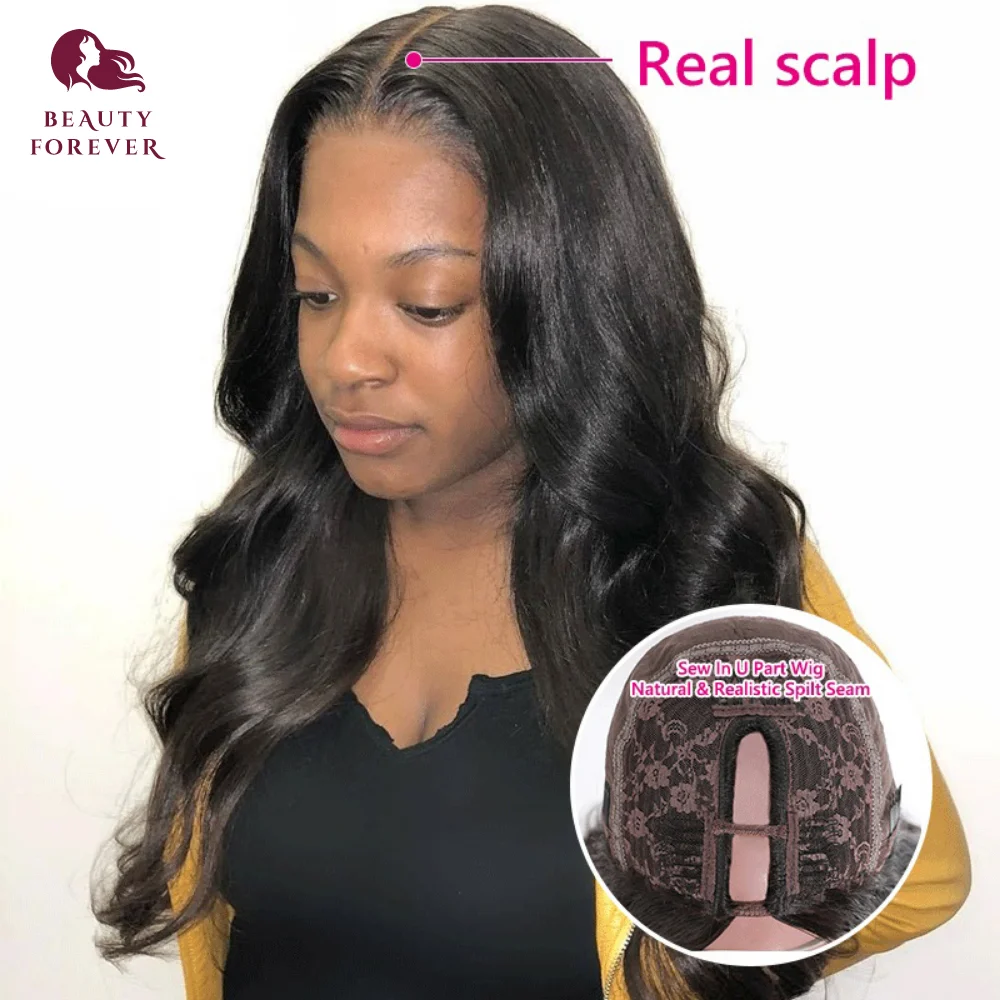 

Beauty Forever Glueless Body Wave U Part Wigs 200% Density Brazilian Virgin Human Hair Wigs Flawless Middle Upart Wigs