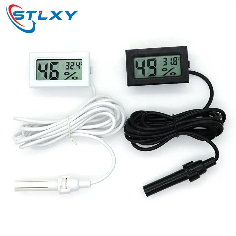 Micro LCD digital thermometer hygrometer indoor convenience temperature sensor hygrometer instrument with cable