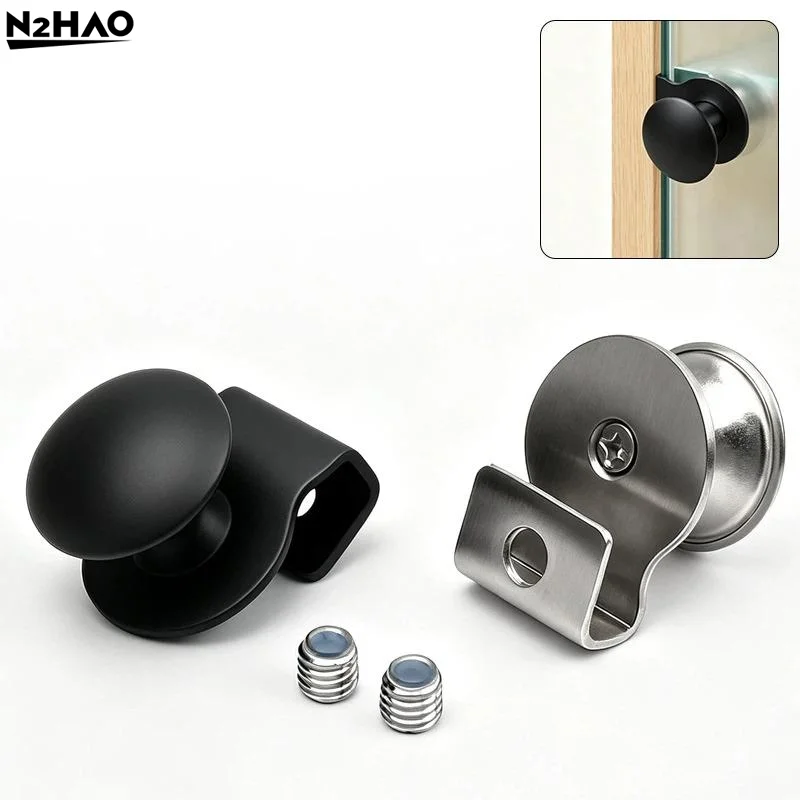 1PCS Stainless Steel No Drill Glass Cabinet Door Pull Anti Slip Long Lasting Durable For Bathroom Kitchen Glass Cabinet Doors