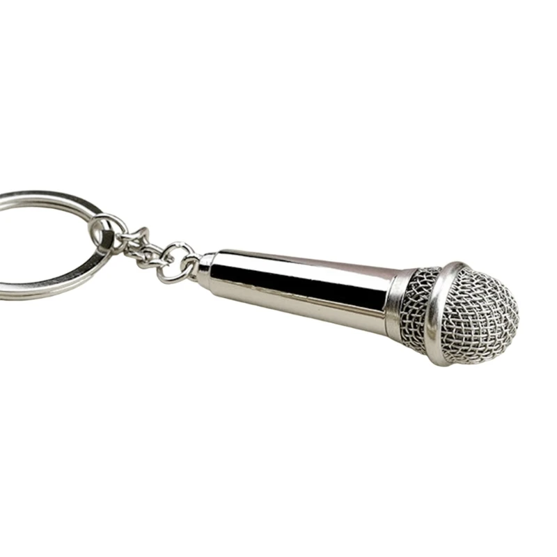 Portable Microphone Keychain Unique Gift for Music Fan Fashionable Mic Shaped Keyring Charm Pocket Sized Key Ornament Dropship