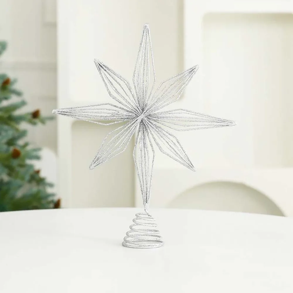 

LED Christmas Tree Toppers Star Luminous Eight-pointed Star Christmas Tree Toppers Lights Glitter Iron Christmas Tree Decoration