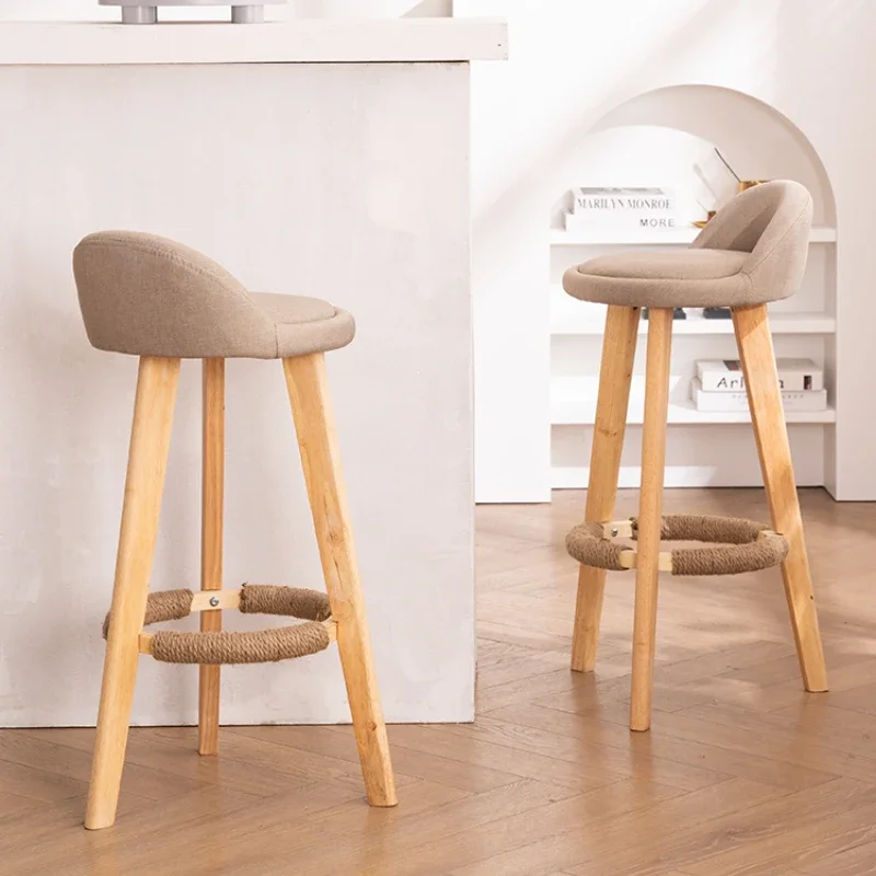 Modern Simple Solid Wood Bar Stool - Nordic Retro Design for Home/Tea Shop