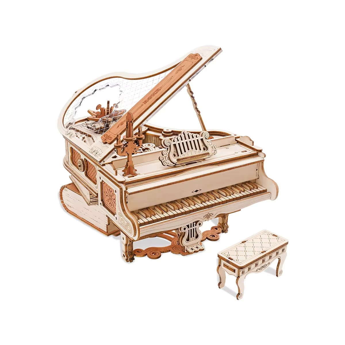 ROKR Mechanical music box secret piano creative 3D assembly model toy, room decoration gift