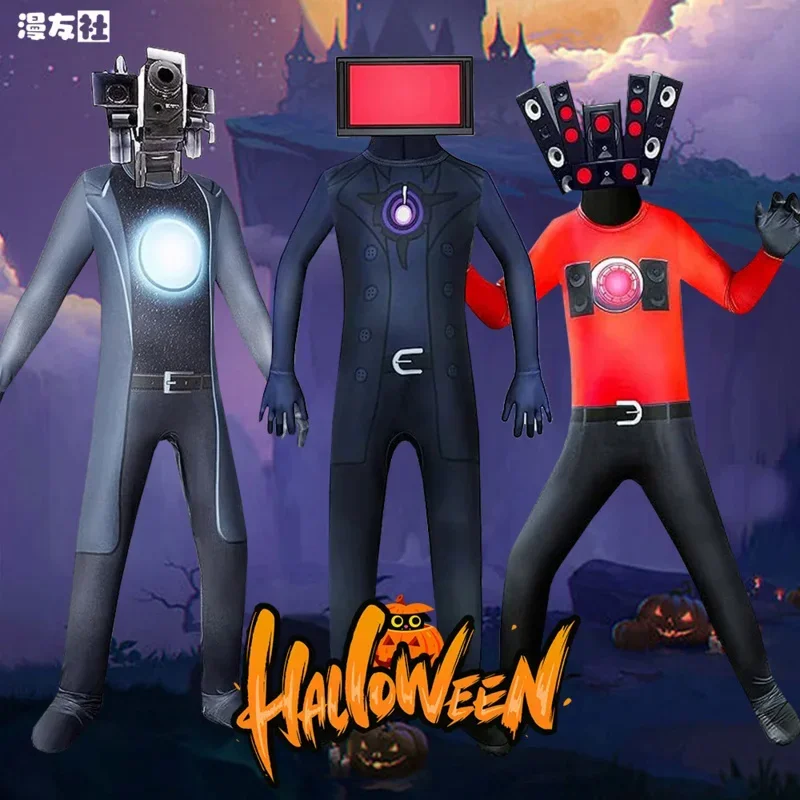 Halloween skibidi toilet cosplay costume funny speaker Man TV man Camcorde rman costumes horror game figure clothing for kids