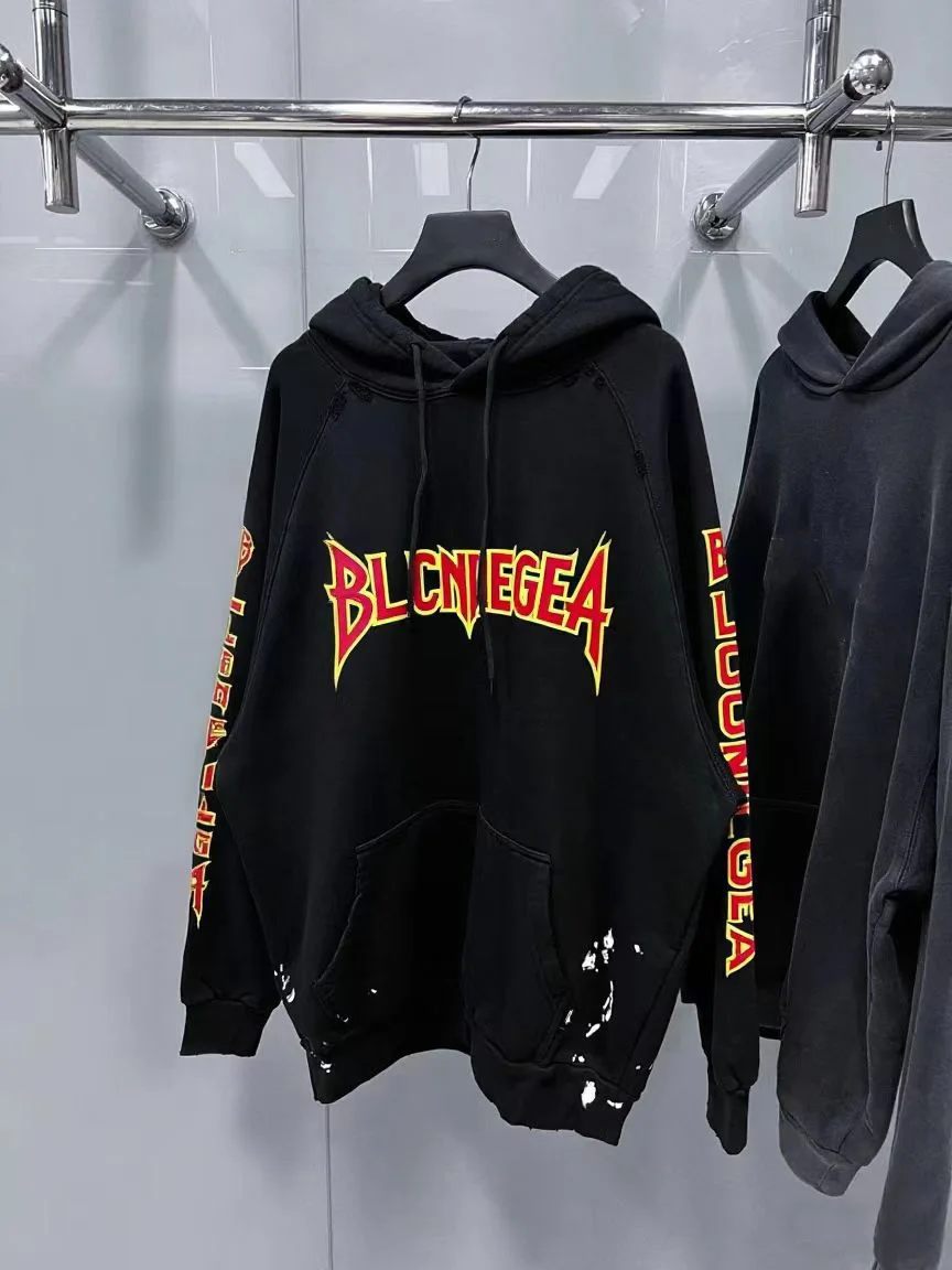 

BLCCNIEGEA Premium High-Quality Fashion Trend Letter Print Pullover Hoodie Loose Fit Pure Cotton Paris B Hoodie Unisex