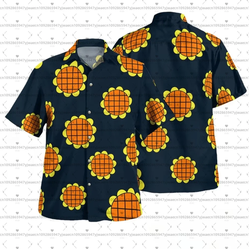 

26 Hawaiia Mens Anime Same Shirt sunflower Print Short Sleeve Lapel Shirt Mens Casual Button Shirts For Summer Daily Wear Shirts