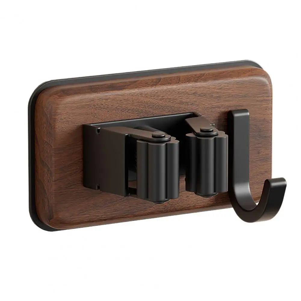 

Mop And Broom Holder Wooden Cleaning Tool Rack Wood Mop Organizer Self Adhesive Mop And Broom for Bathroom Balcony Cleaning