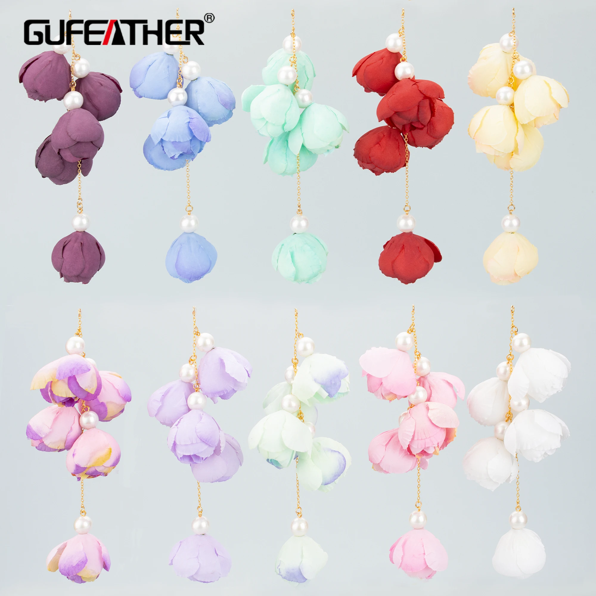 GUFEATHER MC50-Accesorios de joyería chapados en oro de 18k, cobre, flor, dijes, colgantes diy, fabricación de joyas, pendientes de boda, 2 uds./lote