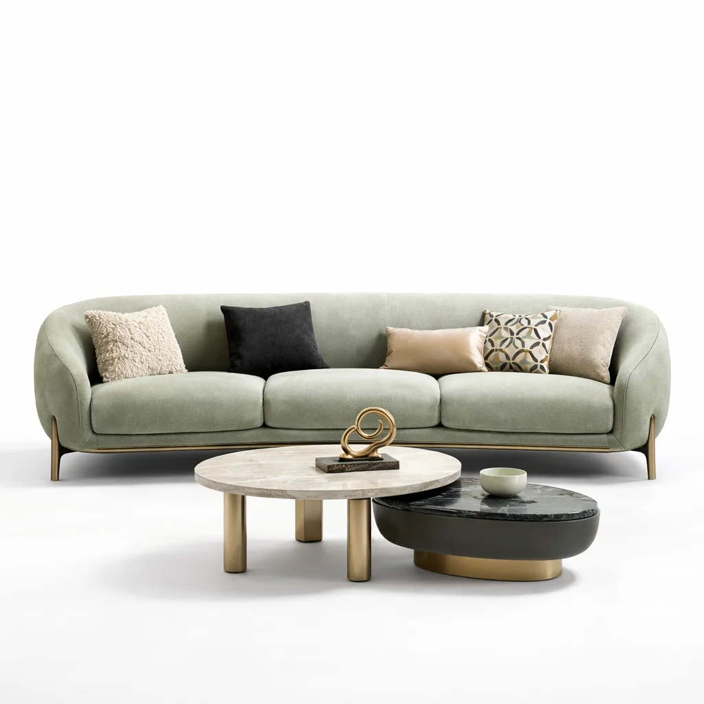 #Light Luxury Modern Sofa Set Customize High Class Italian Villa Hotel Eco-Friendly Stainless Steel Legs Minimalist