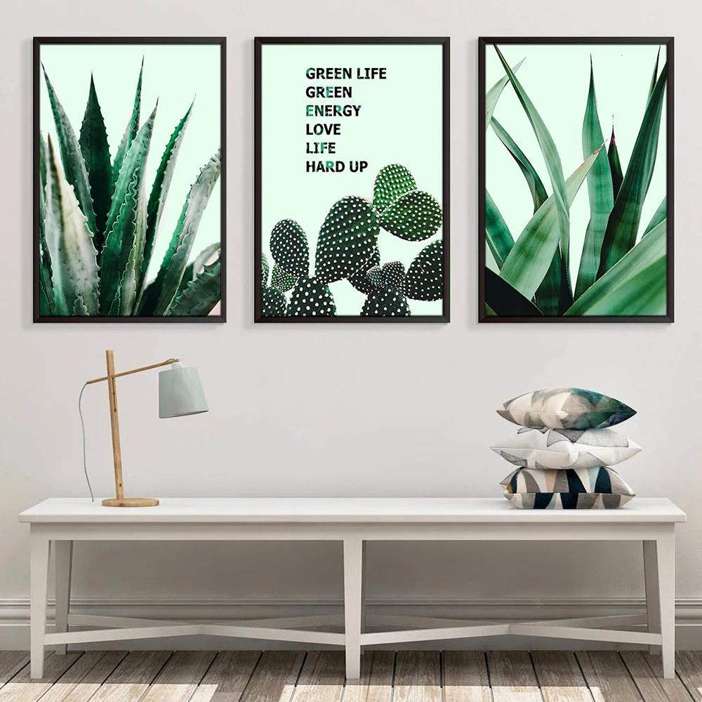 Wall Art Canvas Painting Green Plants Canvas Print Mural Aesthetic Home Decor Items Illustration Room Decoration Accessories