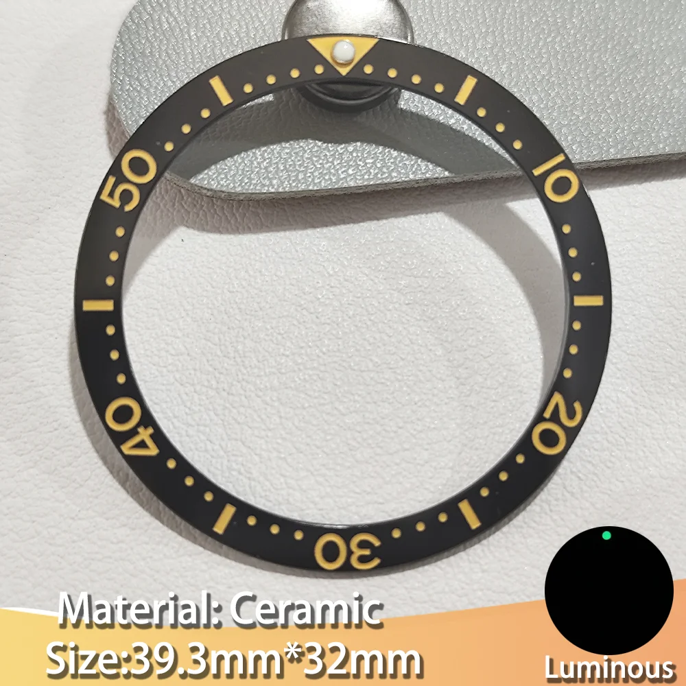 39.3mm Flat Ceramic Bezel Luminous Men's Watch Replacement Watches Accessories Parts Insert Bezels Diving Bezel Ring NH 35