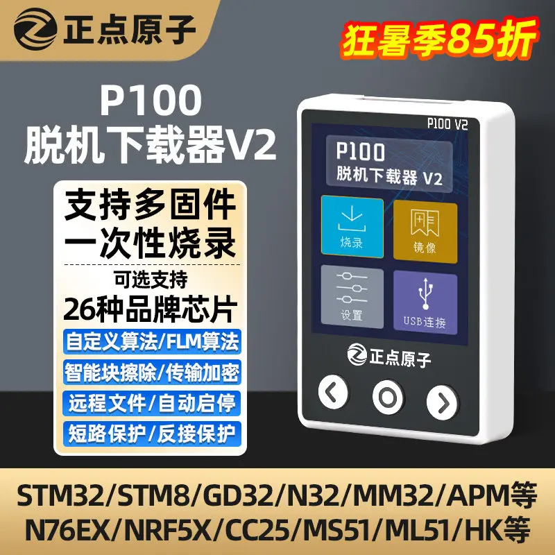 P100 Offline Downloader V2 STM32 STM8 N76E GD Offline Burning Programming