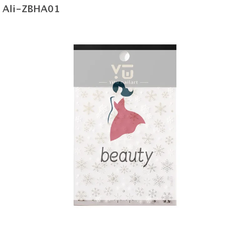 DIY Nail Art Decoration Cartoon Christmas Nail Art Sticker With Gold/Silver Snowflakes Iridescent Sparkle Manicure Decals