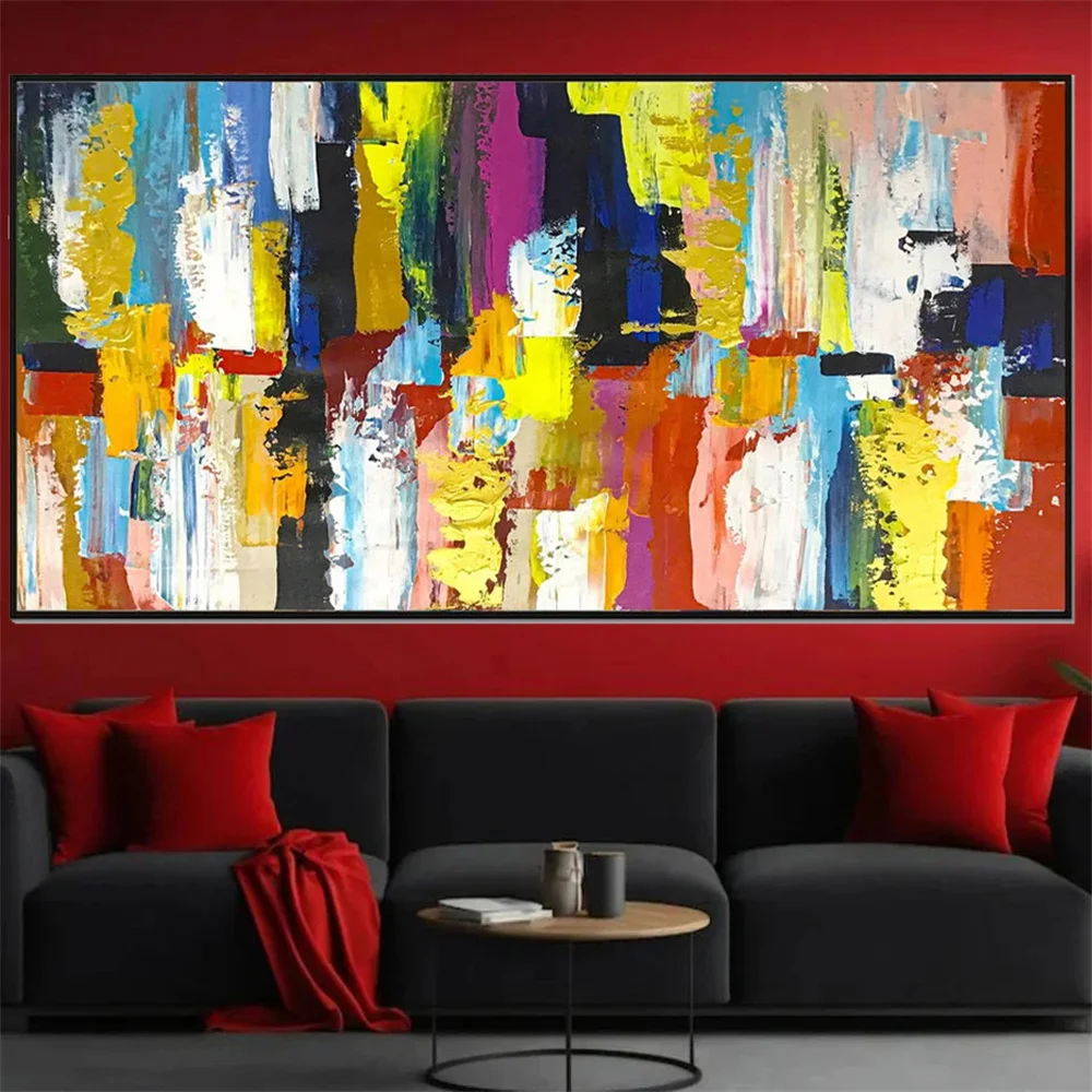 Large size Modern Abstract Canvas Painting Texture Colorful Abstract Wall Art Painting On Canvas Colorful Poster Home Decor - Detail 1