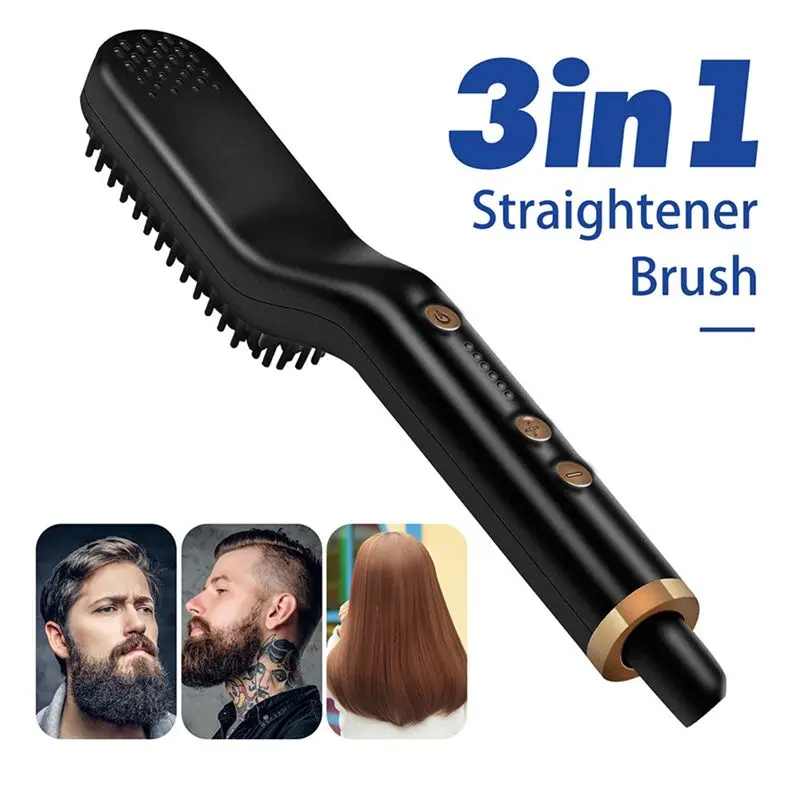 [B25B!】 Men' S Hair Straightening Brush Hot Heated Comb Men' S Beard Multifunctional Straightener Quick Hair Styler Styling Tool 4