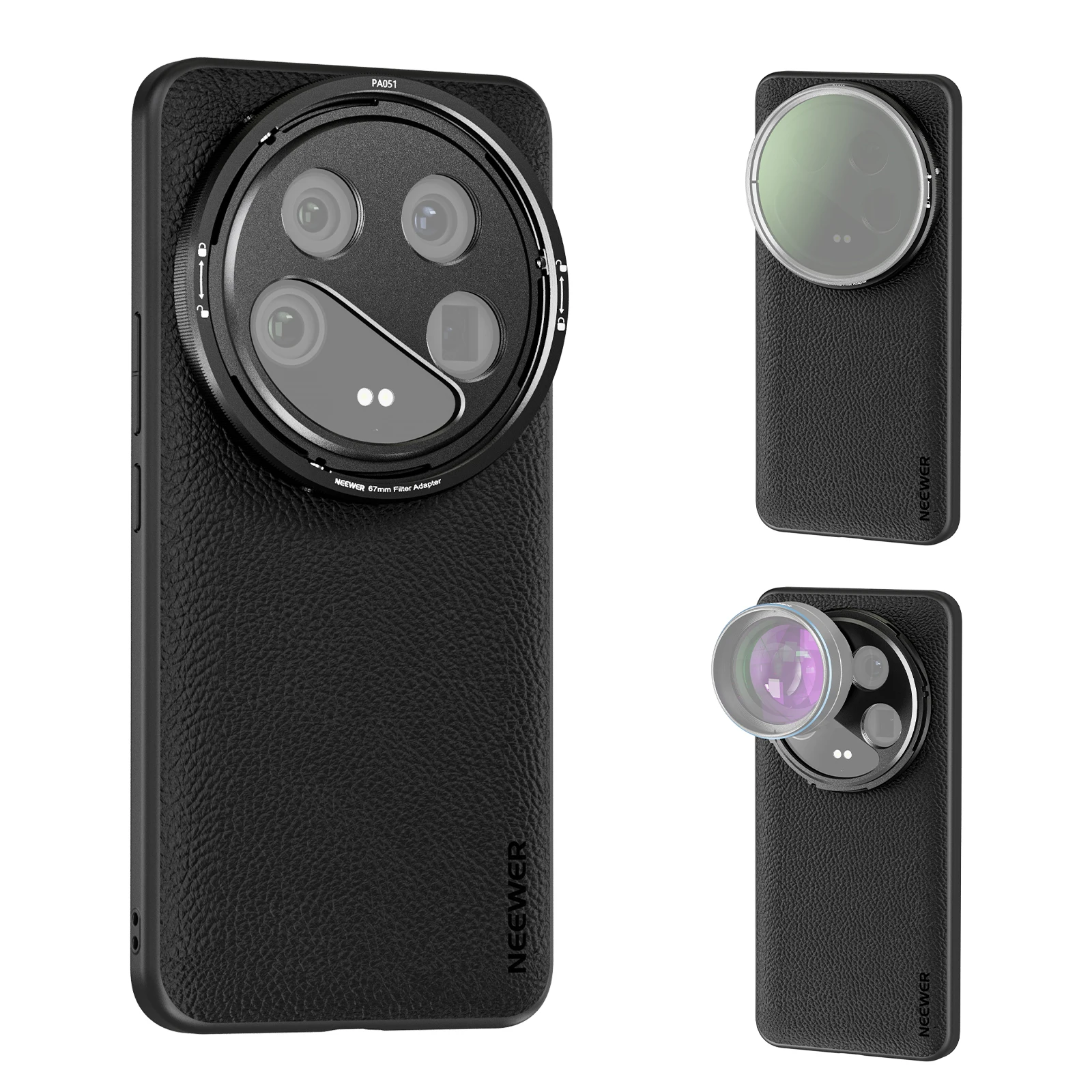 Neewer 14 Ultra Schutzhülle mit kabelloser Aufladung, 17 mm Objektivhalterungen und 67 mm Filteradapter, TPU + PC für Xiaomi 14 Ultra – Detail 8