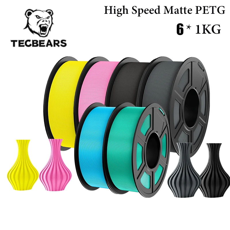 

TECBEARS 6 рулонов высокоскоростной матовой 3D-нить petg 600 мм/с 1,75 ммTolerances +/-0,02 мм FDM 3D-принтер Материалы DIY Подарок ЕС Великобритания США
