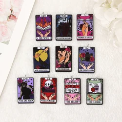 10Pcs Tarot Charms Creative Acrylic Spice Reader Teacher Pendant For Necklace Keychain Diy Making Accessories