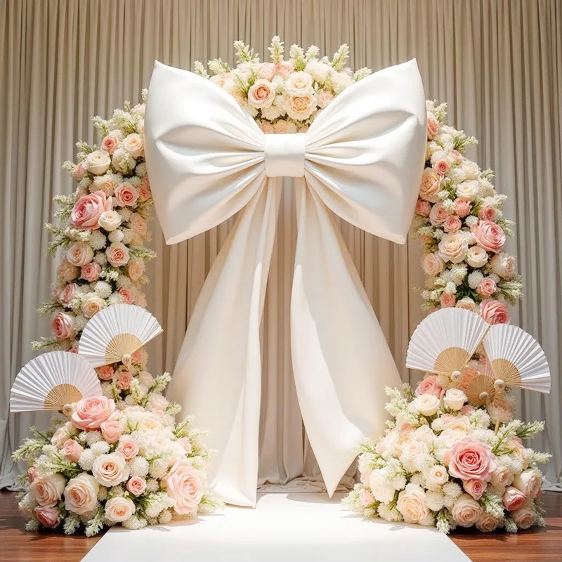 Modern satin large bow decoration set with detachable props for weddings, birthday parties and home decor