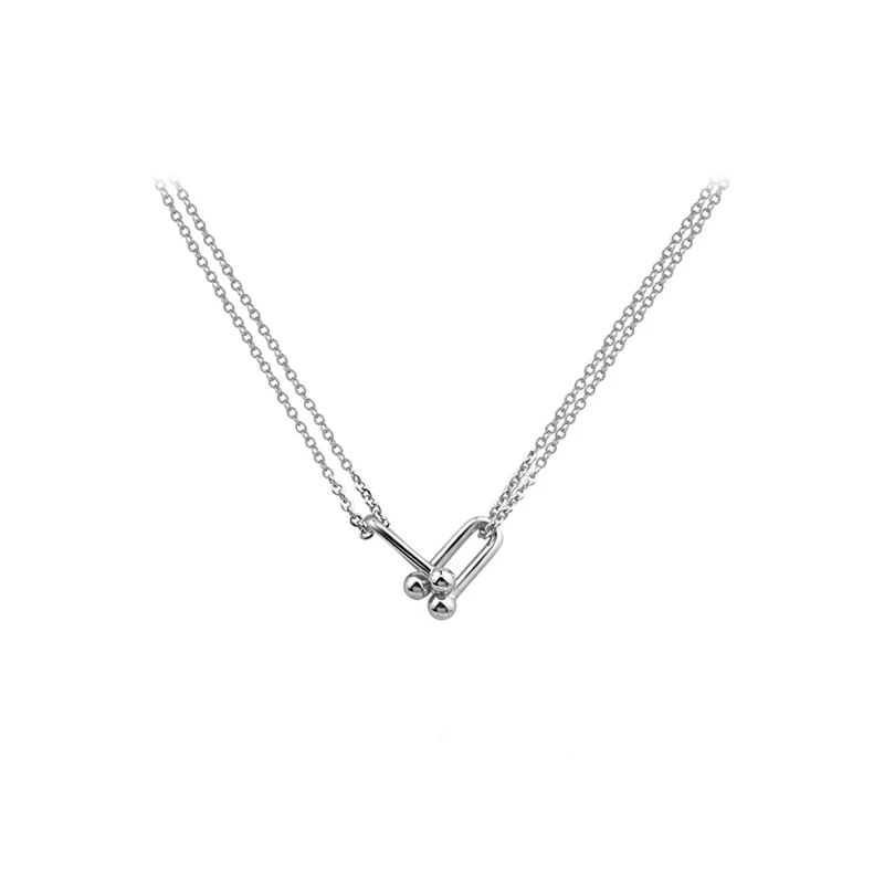 

French new retro gold double ring necklace double line collarbone chain personality versatile