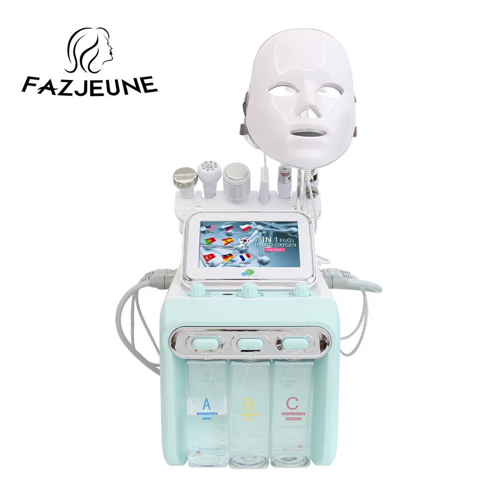 New 7 in 1 Hydrogen Oxygen Small Bubble Machine Beauty Instrument Skin Care Facial Spa H2O2 Hydro Dermabrasion Rejuvenation