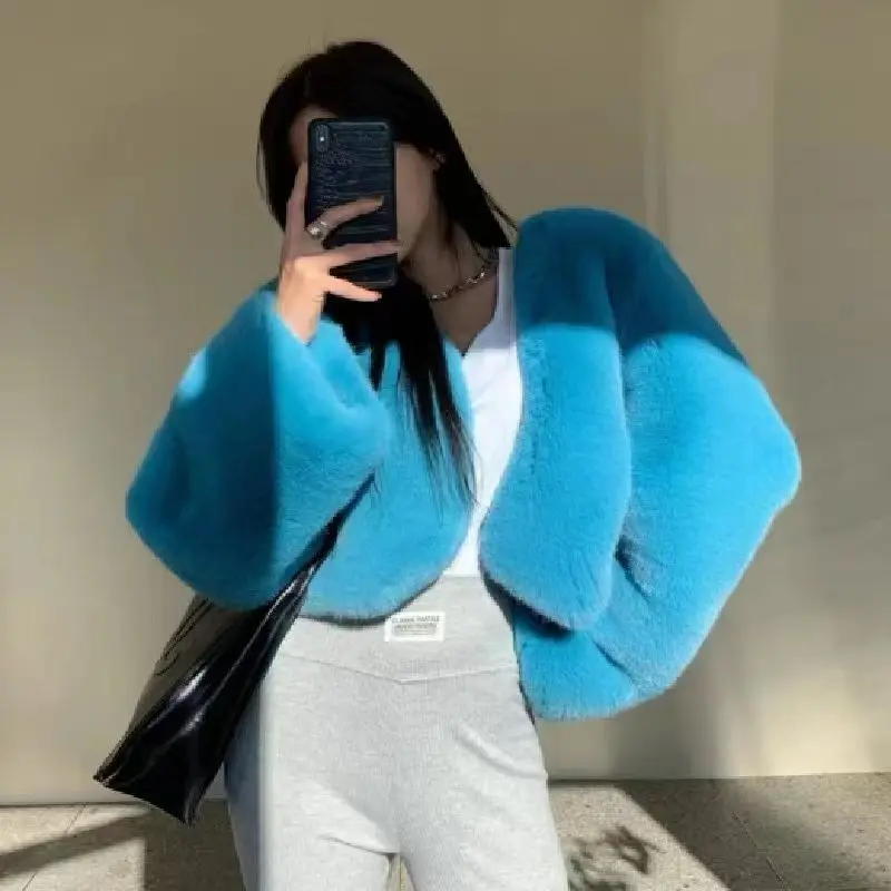 Fur Coat Pure Retro Plush Short Women\'s Jacket for Keeping Warm Winter 2024