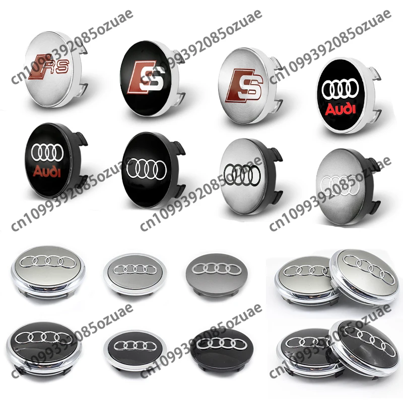 4 unidades de tapas de buje de rueda de coche de 56mm, 60mm, 61mm, 68mm, 69mm, 77mm para Audi A1 A3 A4 A5 A6 A7 A8 Q2 Q5 Q7 Q3 TT RS S, pegatinas para cubiertas de llanta