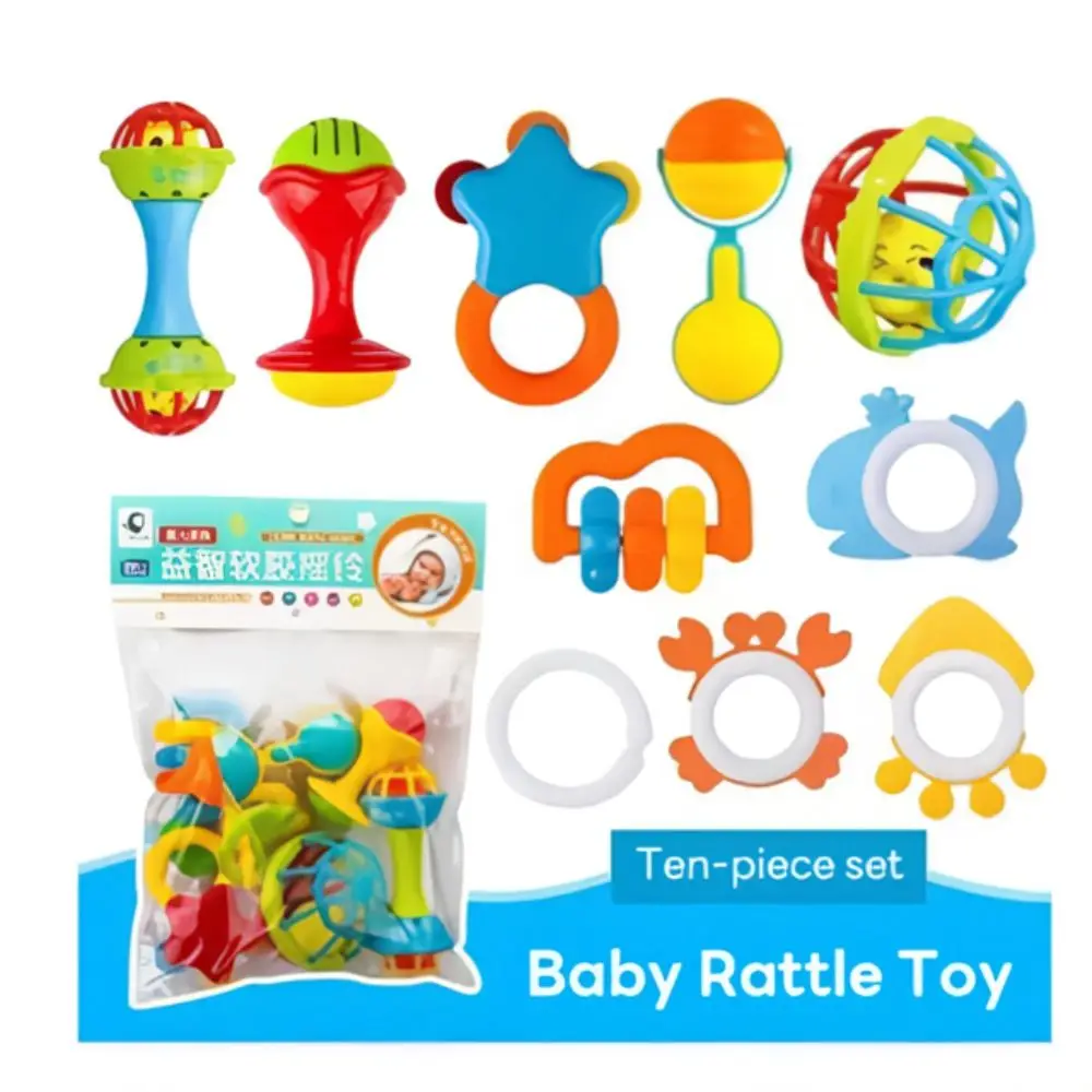 Non-Toxic Baby Rattle Hand Grip Rod Chewable Musical Instrument Toys Colorful Educational Hand Bell Toys Kids Gift