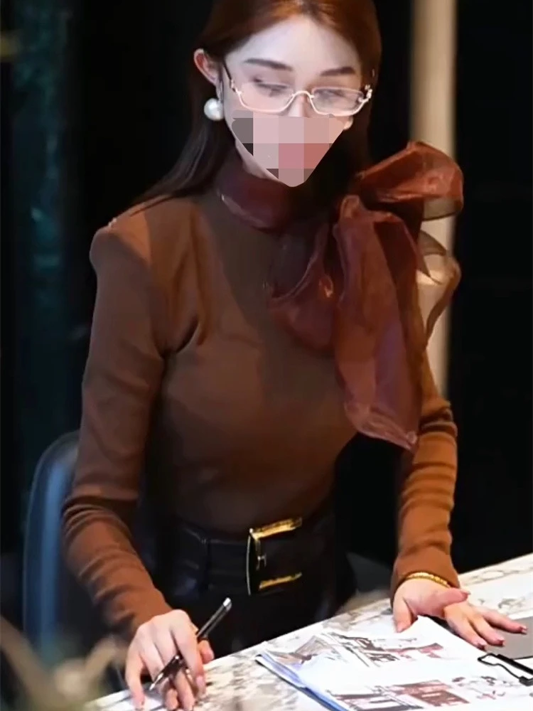 Tempérament élégant deux pièces ensemble femmes automne nouveau minceur pull + à lacets demi-jupe haut de gamme Design sens ensemble