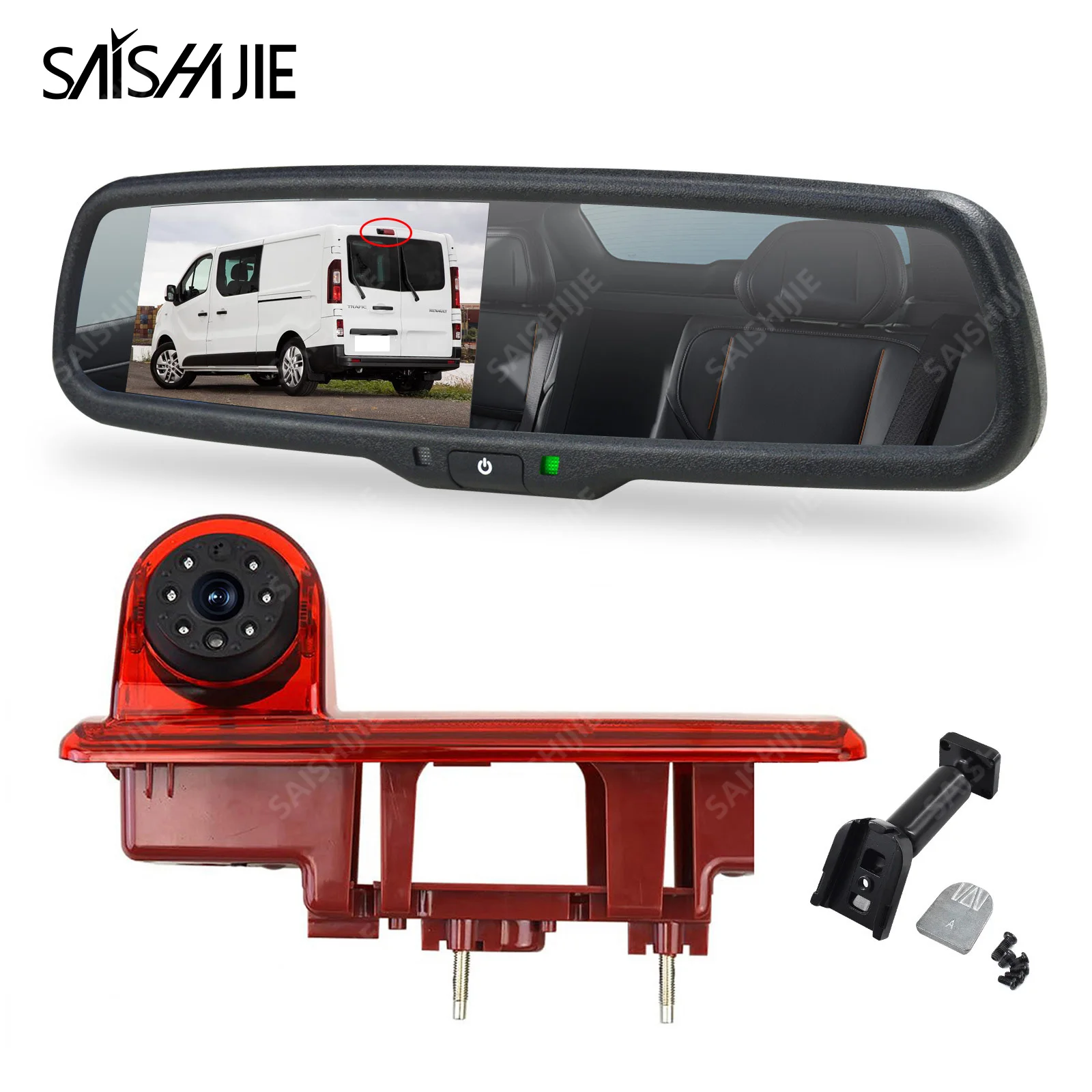 

Brake Light Reverse Camera with 4.3" Monitor Kit for Renault Trafic,Opel Vivaro,Nissan NV300, Fiat Talento,Mitsubishi Express