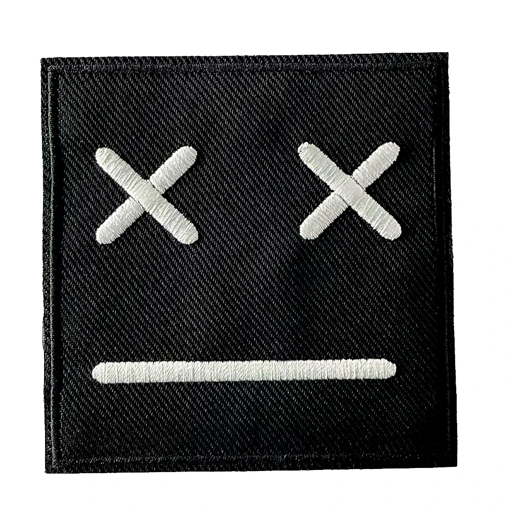 Face BLACK Cloth Patch Badge Embroidered Cute Badges Abstract Iron on Kids Patches for Clothes Stickers