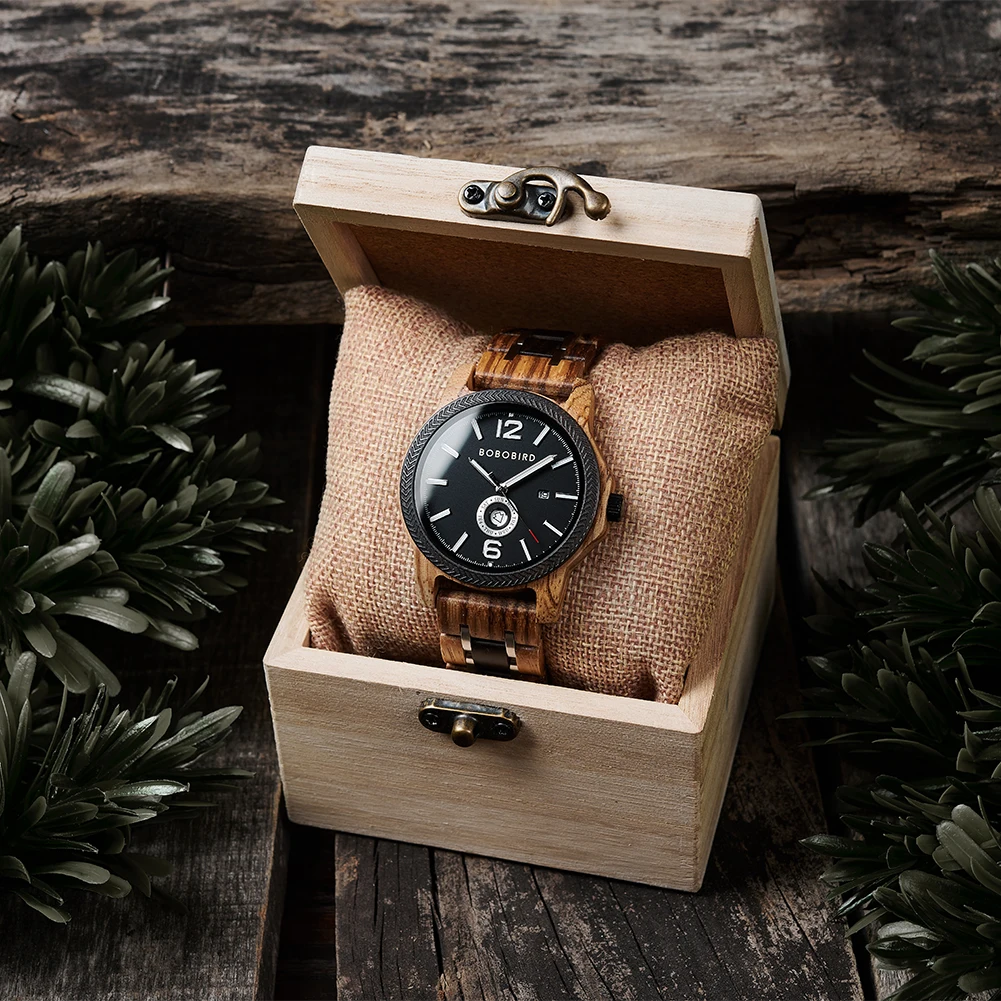 Orologio in legno BOBOBIRD Top nuovo Design orologio da uomo movimento giapponese orologio da polso al quarzo settimana data Display personalizzato