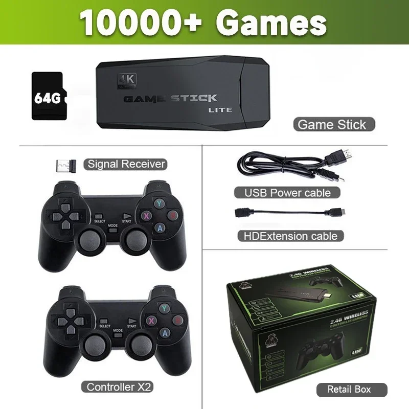 M8 Console 2.4G Video Game Sticks  Double Wireless Controller Game Stick 4K 10000 games 64GB Retro games For PS1 GBA Dropshippin