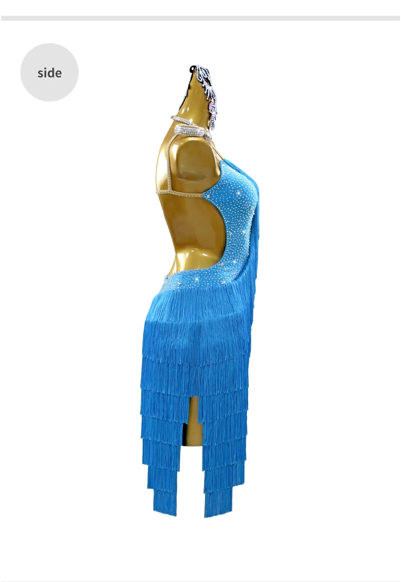 Lateinamerikanisches Tanzkleid, Mädchen-Ballsaal-Sportkostüme, Damen-Trainings- und Karnevalskleidung, weibliche Festtagsoutfits, Party- und Wettbewerbsanzüge. – Detail 9