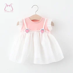 Sommer Baby kleidung einfaches ärmelloses Kleid für Mädchen Erdbeer Kleinkind Kostüm Mode Kleinkind Kinder tragen 0 bis 3 Jahre