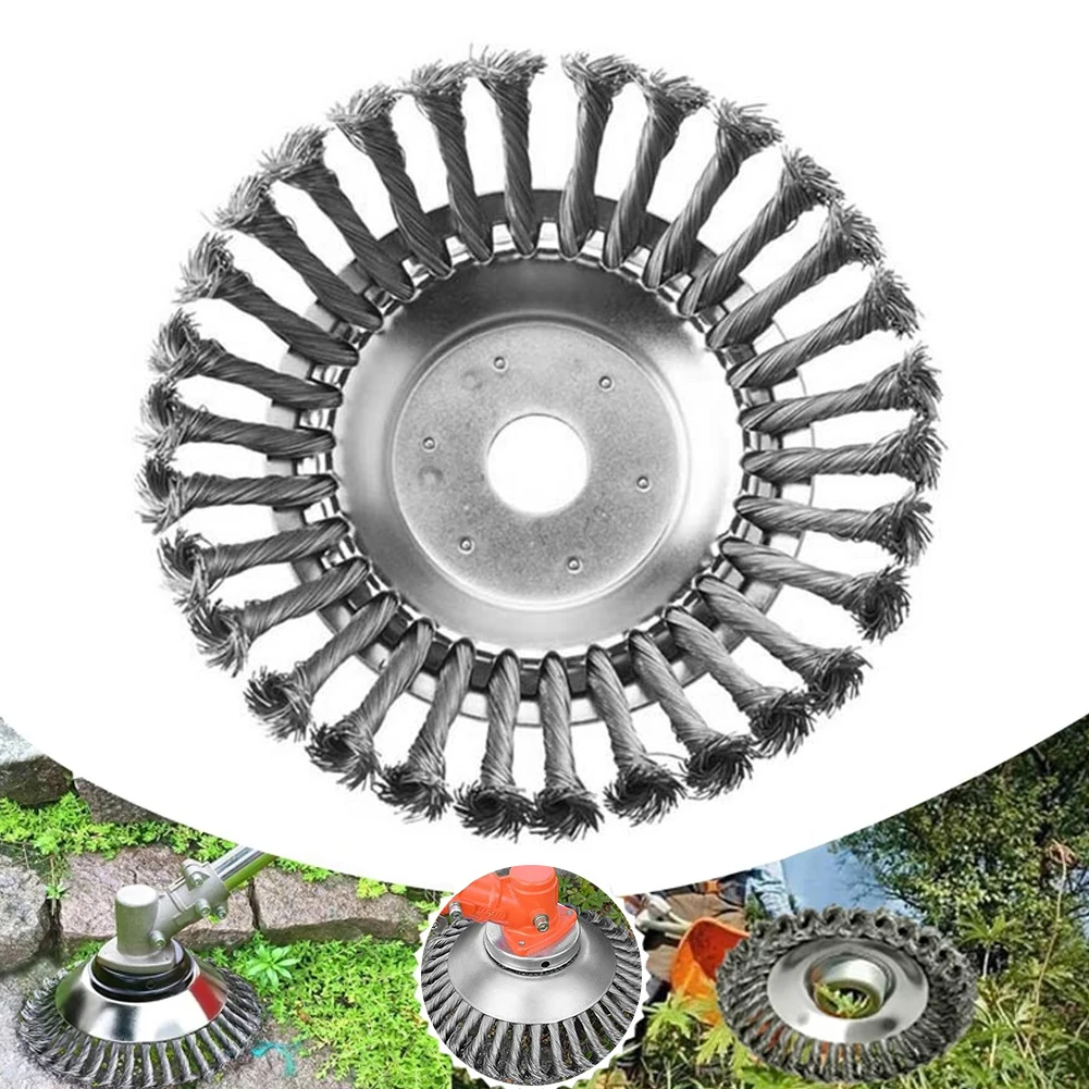 6/8 Inch Heavy Duty Steel Wire Brush Trimmer Head, Universal Weed Eater Grass Cutter Replacement Head for Garden Moss, Weed, Rus
