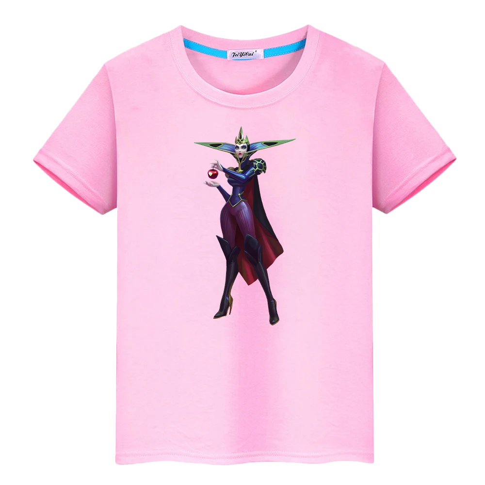 

Evil Queen Mys print 100%Cotton cartoon Tees Halloween Anime Tops Cute Short y2k t shirt for kids boy 10years kids clothes girls