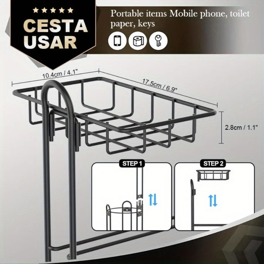 Supporto per carta igienica Supporto per carta igienica nera Supporto per rotolo di carta igienica antiruggine in acciaio inossidabile Supporto da pavimento per