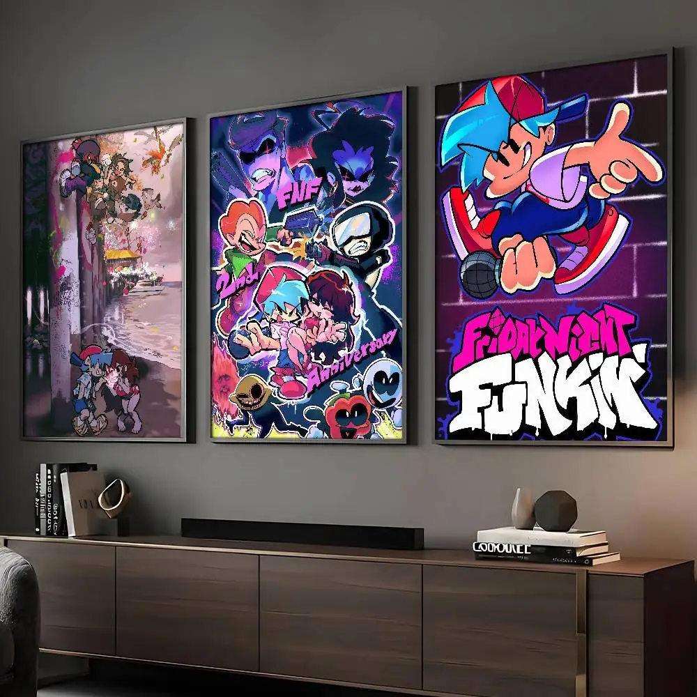 Póster de Game F-Friday Night F-Funkin Pico Boyfriend, arte de pared adhesivo HD, impresión impermeable, decoración estética para el hogar, sala de estar, dormitorio, bar