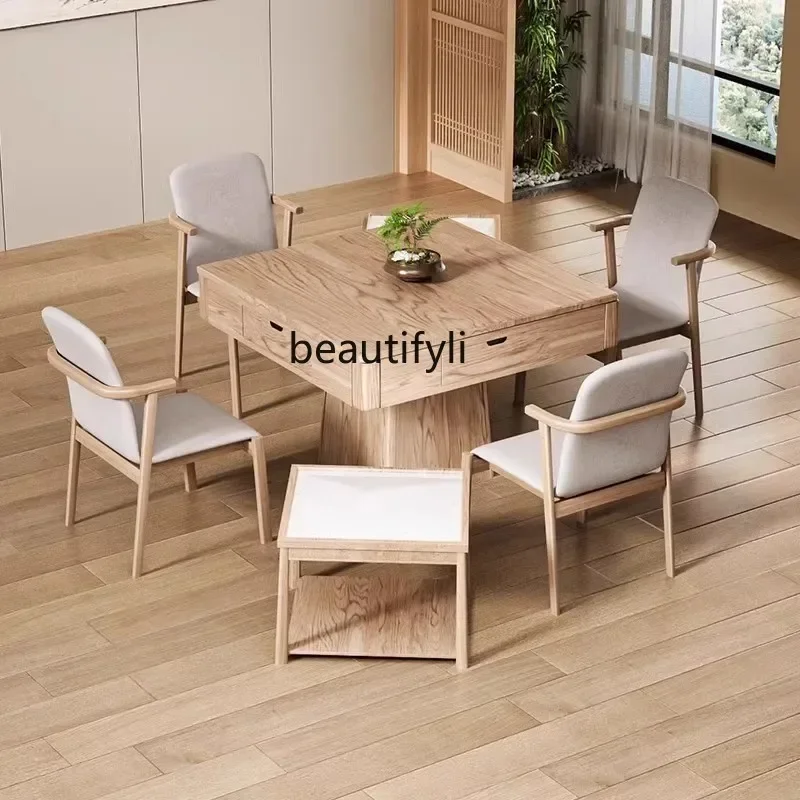 

LHY26 ssSolid mahjong table, dining table, dual-purpose mahjong machine, automatic silent coffee table, one-piece log wind