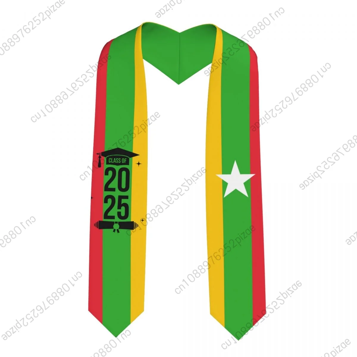

New Myanmar Flag Class Of 2025 183*13CM Graduation Stole Sash Scarf For International Students Proud