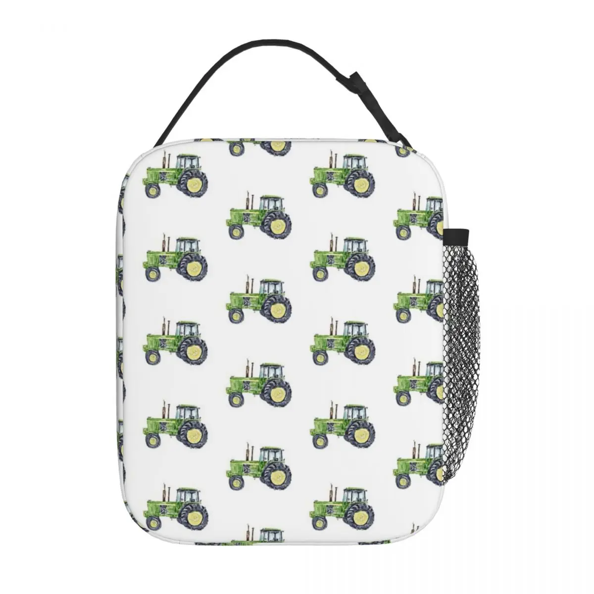 Green Tractor Print Kids Room Wall Decor Painting Watercolour Insulated Lunch Bag Portable Food Boxes Thermal Lunch Box Tote