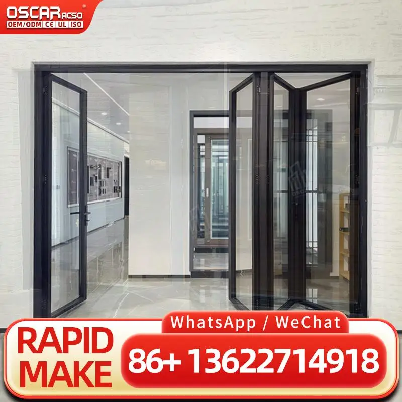 Terrassentür aus Aluminiumglas, doppelte Isolierung, zusammenklappbar, faltbar, Öffnung für Villen, moderner Homestyle, sicher, schalldicht, Falttür