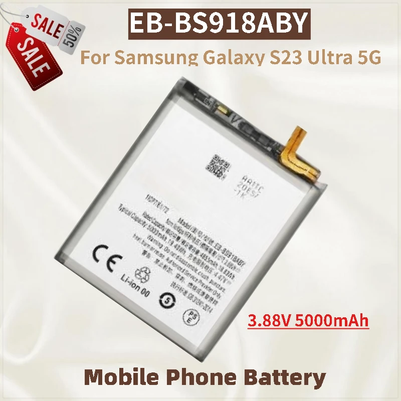 بطارية هاتف EB-BS918ABY عالية السعة 3.88 فولت 5000 مللي أمبير في الساعة لهاتف سامسونج جالاكسي S23 الترا 5G علامة تجارية جديدة عالية الجودة
