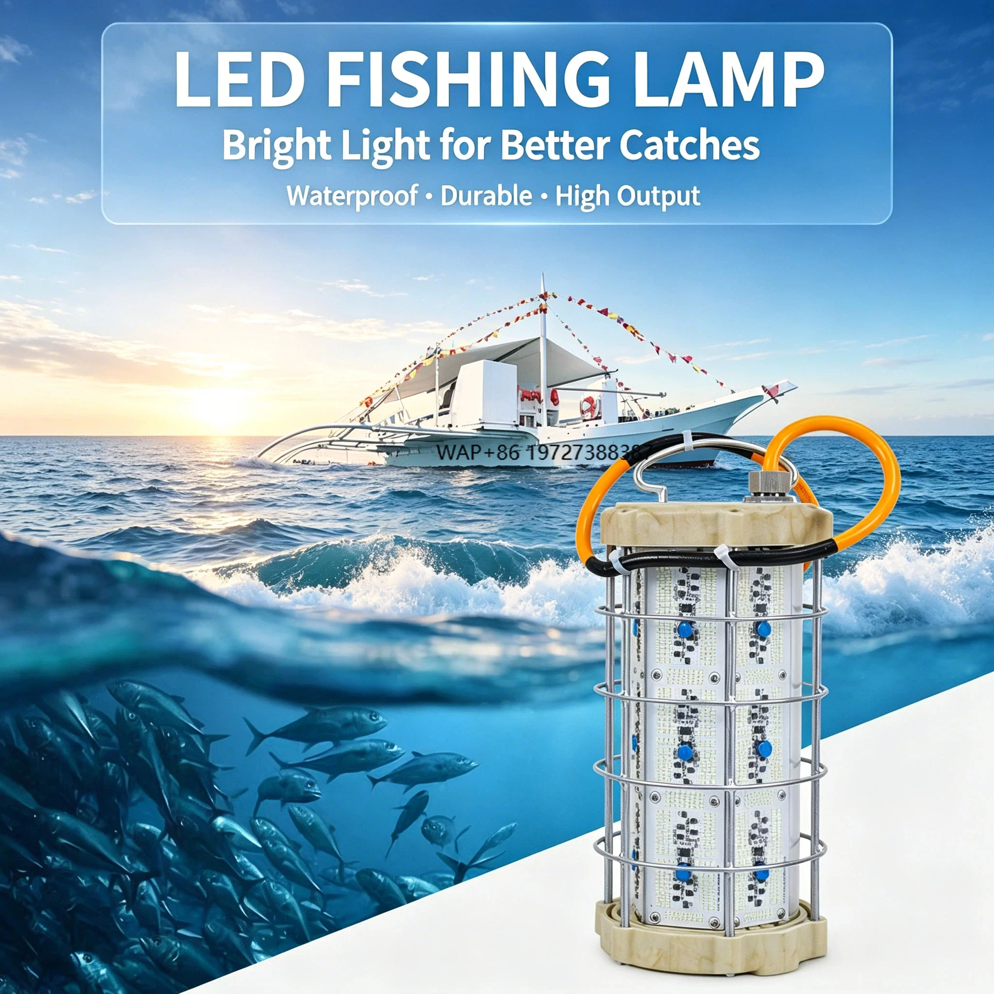 Attracting Fish Squid LED 2400W Underwater Fishing Lights Waterproof Underwater for Ocean Fish Catching